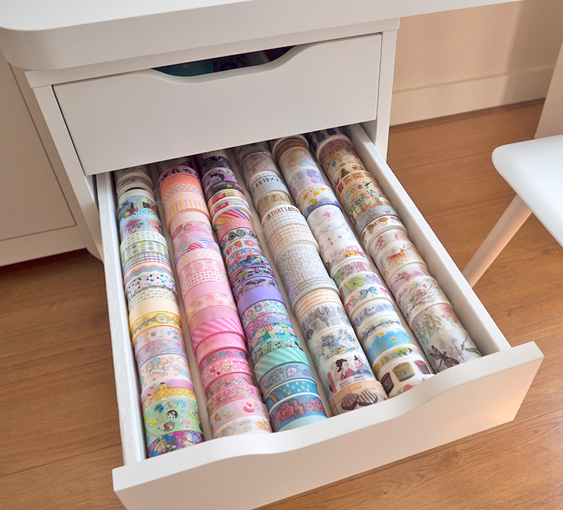 Perfect Way to Organize Washi Tapes in Ikea Alex Drawer, Craft Room Tidy  Up Ideas