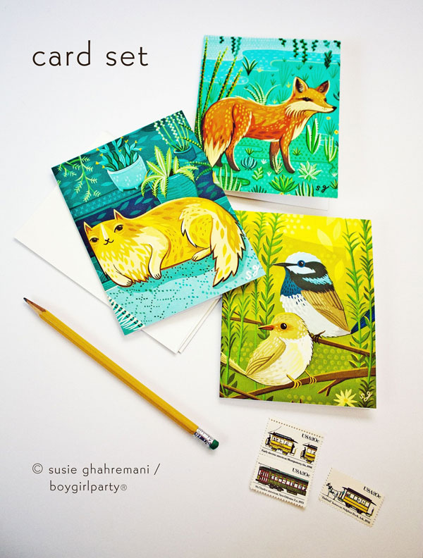cute animal art cards