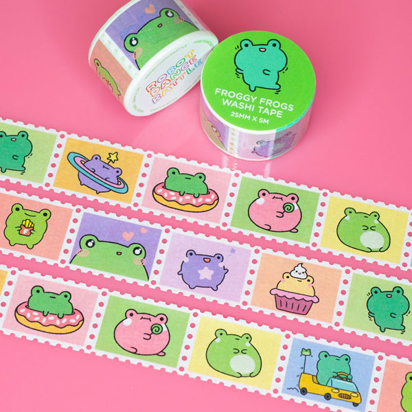 cute washi tape //kawaii washi tape, bunny washi tape, frog washi tape,  cute bujo washi tape,colorful washi tape,cute stationery washi tape