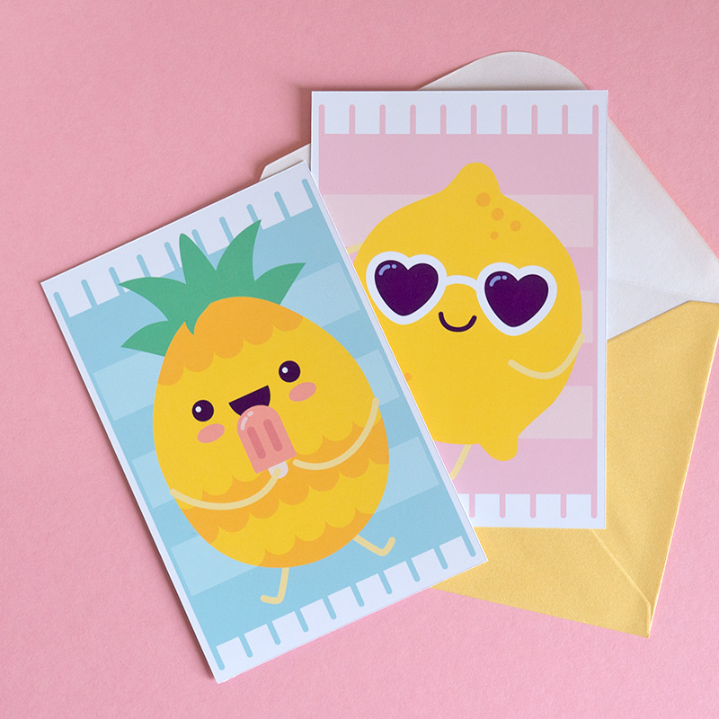 Kawaii Summer Fruit Printable Cards